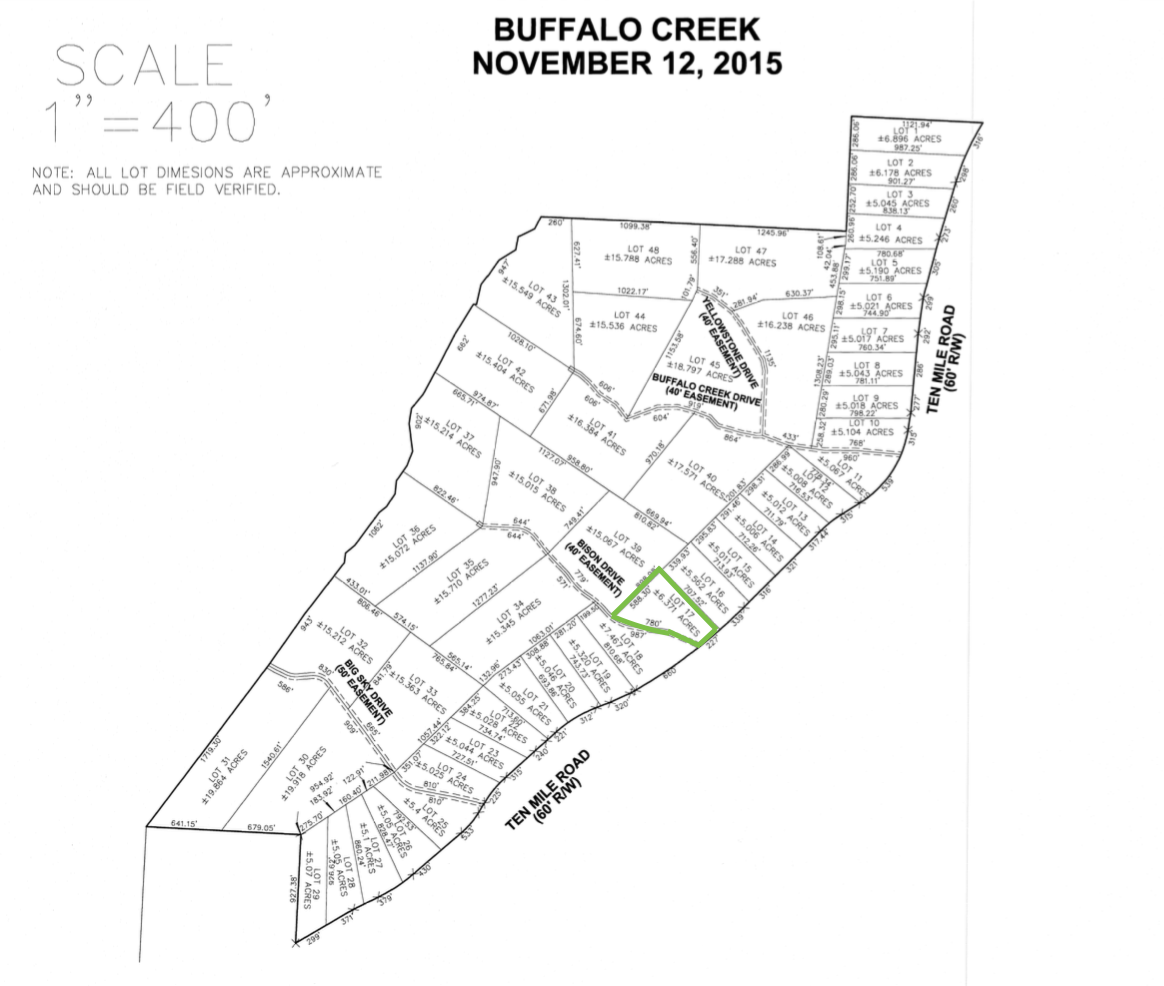 Plat Map - Lot 17 Buffalo Creek Estates