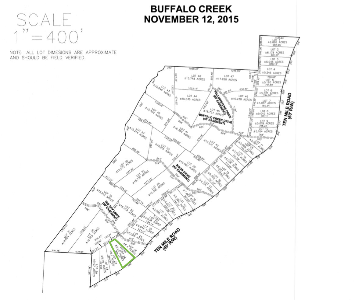 Plat Map - Lot 26, Buffalo Creek Estates