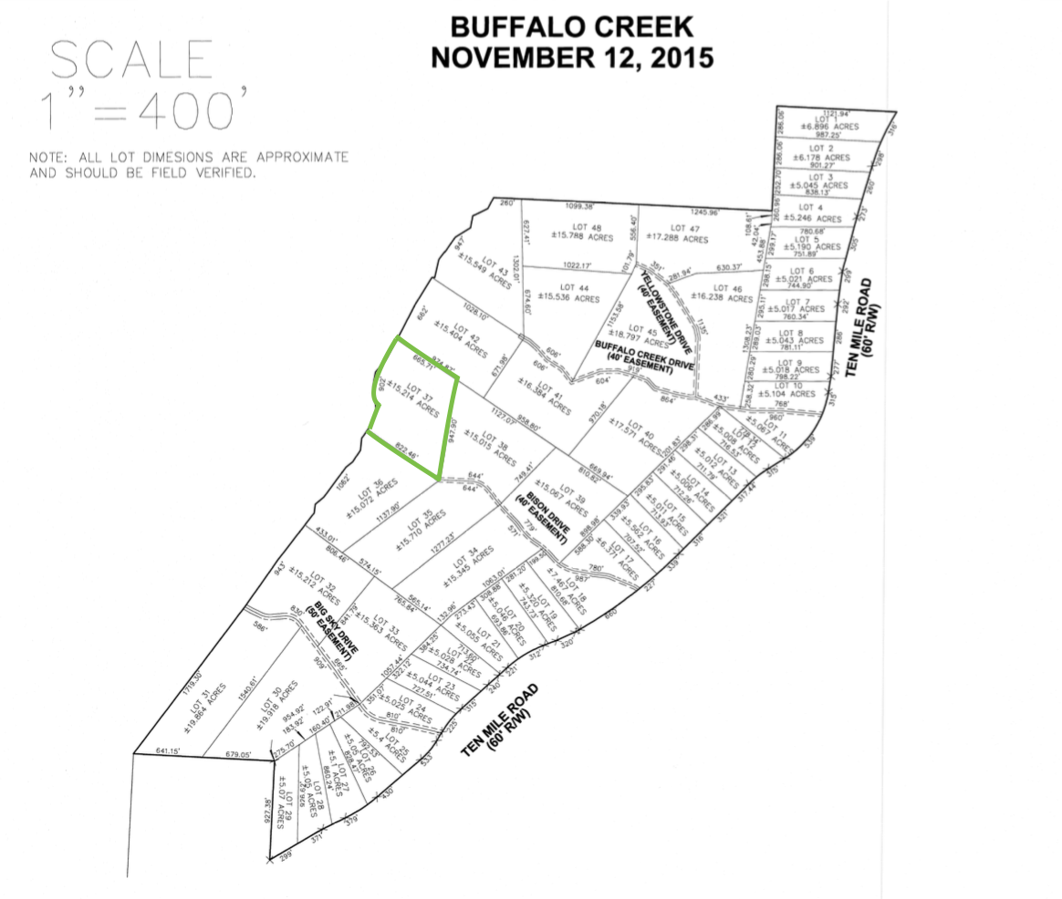 Plat Map - Lot 37, Buffalo Creek Estates