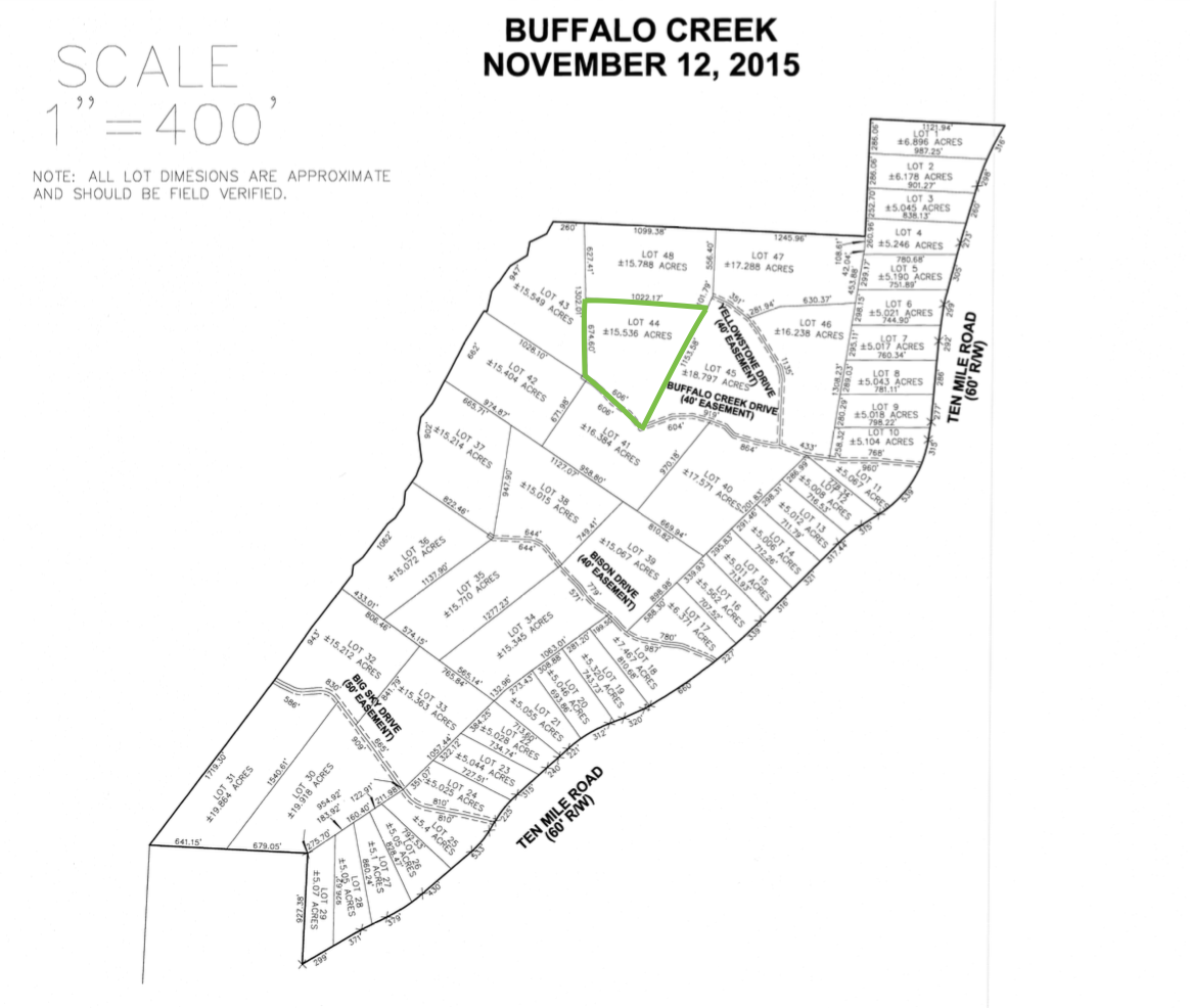 Plat Map - Lot 44, Buffalo Creek Estates