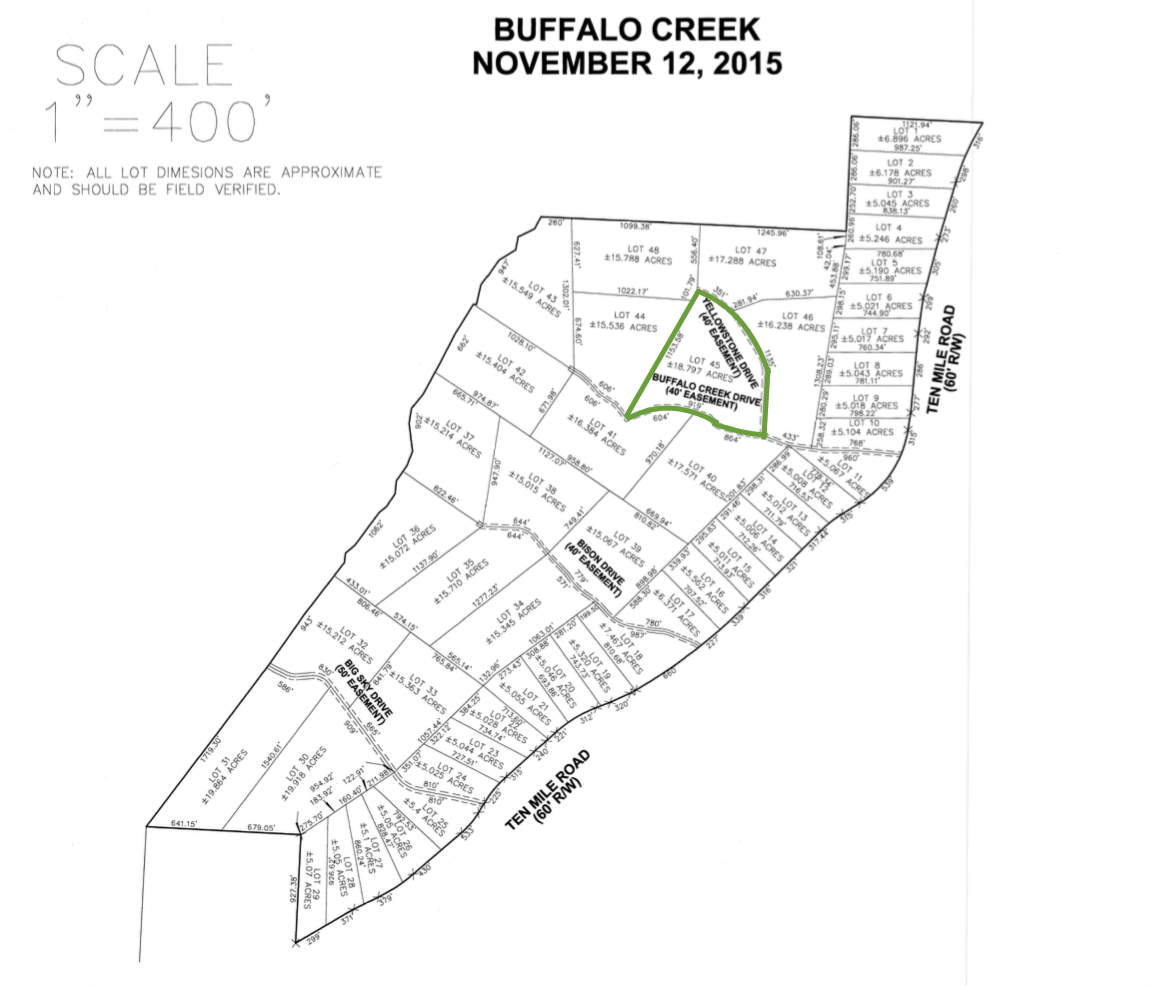 Plat Map - Lot 45, Buffalo Creek Estates